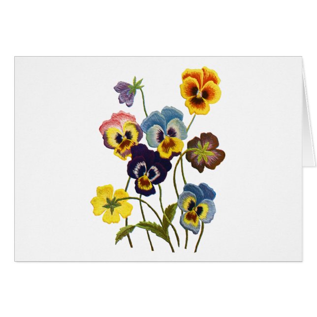 Geborduurde Parade van Pansies (Voorkant Horizontaal)