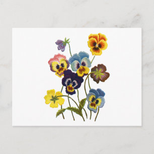 Geborduurde Parade van Pansies Briefkaart