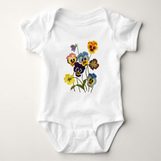 Geborduurde Parade van Pansies Romper (Voorkant)