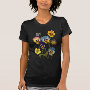 Geborduurde Parade van Pansies T-shirt