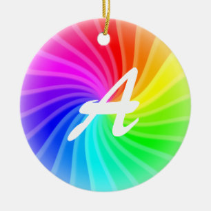 Geborduurde Regenboog Draai Keramisch Ornament