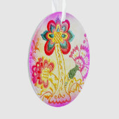 geborduurde roze palmboom ornament (voorkant)