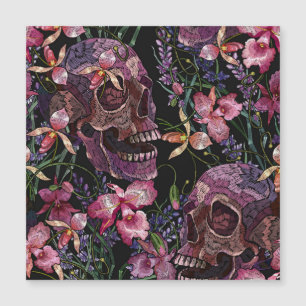 Geborduurde schedel: Gotisch Orchidee Patroon