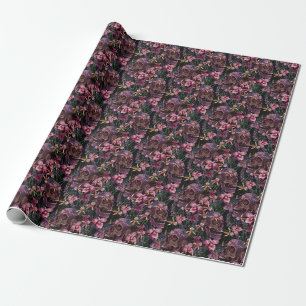 Geborduurde schedel: Gotisch Orchidee Patroon Cadeaupapier