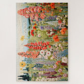 Geborduurde Spring Wildflowers Jigsaw Puzzel (Verticaal)
