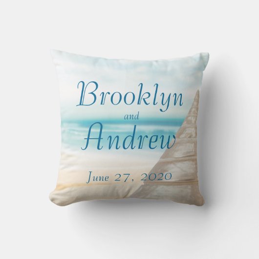 Geborduurde strand huwelijks kussens (Voorkant)