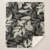 Geborduurde takken: zwart-wit print. sherpa deken (Voorkant)