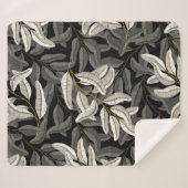 Geborduurde takken: zwart-wit print. sherpa deken (Voorkant (horizontaal))