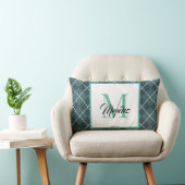 Geborduurde Teal Diamant Geruite Worp Kussen (Stoel)