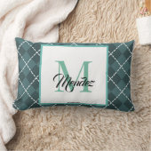 Geborduurde Tealruitjes Plaid Kussen (Deken)