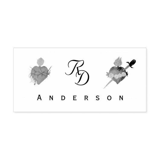 Geborduurde Twee Harten Katholieke Trouwdag Zelfinktende Stempel (Design)