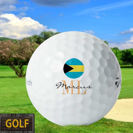Geborduurde vlag van de Bahama's & golfballen van 