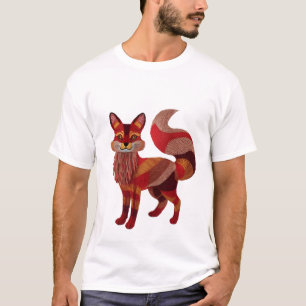 Geborduurde Vos Grafische T-Shirt - Levendig Wi