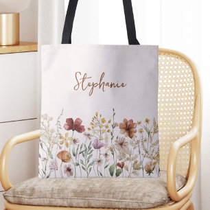 Geborduurde Waterverf Wilde Bloem Mooie Bloemen Draagtas