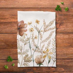 Geborduurde Waterverf Wilde Bloem Mooie Bloemen Theedoek