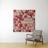 Geborduurde zeshoeken: Bohemian Patchwork Print. Wandkleed (In situ)