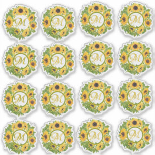 Geborduurde zonnebloemenpatroon decoratief sticker