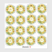 Geborduurde zonnebloemenpatroon decoratief sticker (Vel)