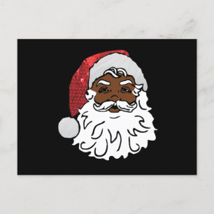 geborduurde zwarte kerstman feestdagenkaart