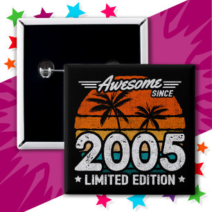 Geboren 2005 Limited Edition Retro Geweldige sinds Vierkante Button 5,1 Cm