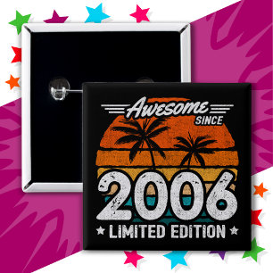 Geboren 2006 Limited Edition Retro Geweldige sinds Vierkante Button 5,1 Cm