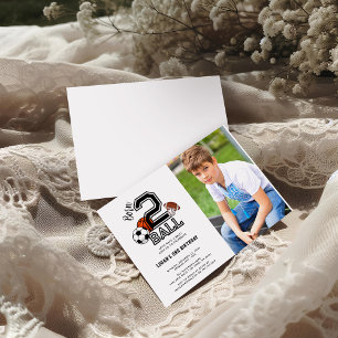 Geboren 2 bal Sport Theme Boy's 2e verjaardag Kaart