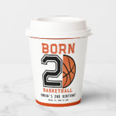 Geboren 2 Ball Basketbal 2e Verjaardag Party Papieren Bekers (Achterkant)