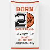 Geboren 2 Ball Basketbal 2e Verjaardag Party Spandoek (Verticaal)