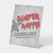 Geboren aan Rock - Luier Raffle Reclamebord Met Voetstuk (Voorkant)