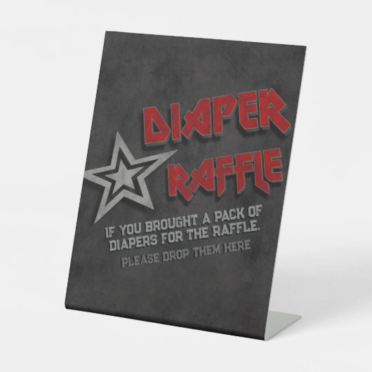 Geboren aan Rock - Luier Raffle Sign Reclamebord Met Voetstuk (Voorkant)
