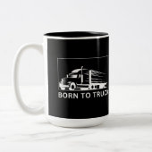 Geboren aan vrachtwagen (wit) tweekleurige koffiemok (Links)