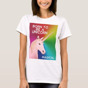 Geboren als een Unicorn Statue hoofd Magische rege T-shirt