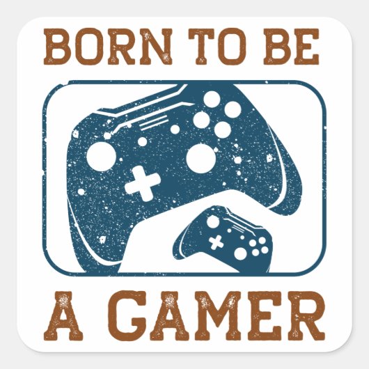 Geboren als gamer vierkante sticker (Voorkant)