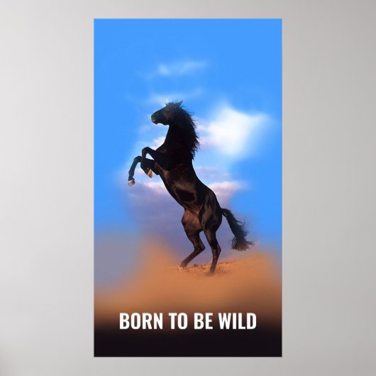 Geboren als Wild Running Horse Inspirerend Quote Poster (Voorkant)