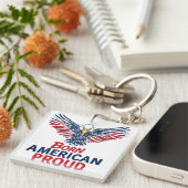 Geboren Amerika Trots Patriotistisch Adelaar Ameri Sleutelhanger (Voorkant Rechts)