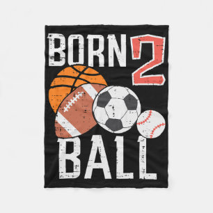 Geboren Basketbal Voetbal 2e Verjaardag Peuter Jon Fleece Deken