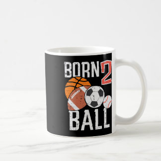 Geboren Basketbal Voetbal 2e Verjaardag Peuter Jon Koffiemok