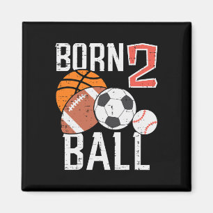 Geboren Basketbal Voetbal 2e Verjaardag Peuter Jon Magneet