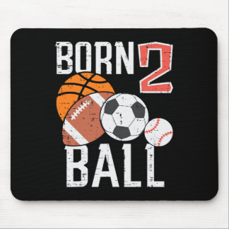 Geboren Basketbal Voetbal 2e Verjaardag Peuter Jon Muismat