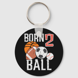 Geboren Basketbal Voetbal 2e Verjaardag Peuter Jon Sleutelhanger