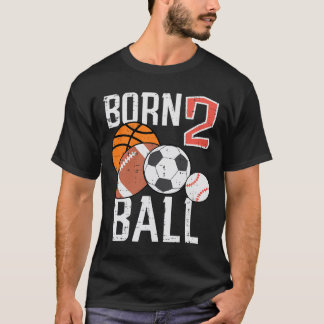 Geboren Basketbal Voetbal 2e Verjaardag Peuter Jon T-shirt