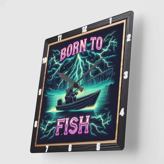 Geboren bij Fish Bold Fisher Vierkante Klok (Hoek)