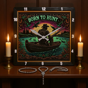 Geboren bij Hunt Midnight Hunter Vierkante Klok