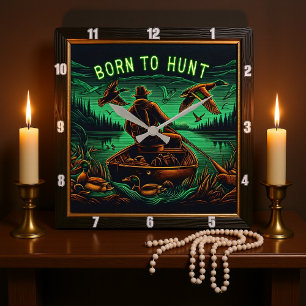 Geboren bij Hunt Neon Hunter Vierkante Klok