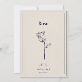 Geboren bloemkaart van juni roze feestdagenkaart