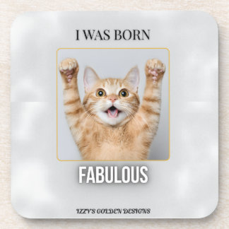 Geboren Fabulous Coaster | Grappig Kat Kado voor H Bier Onderzetter