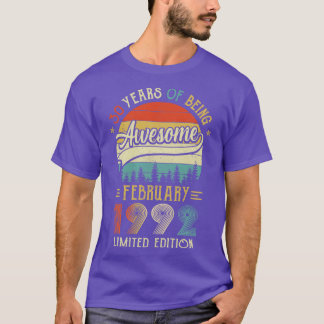 Geboren februari 1992 30e verjaardag Made in 1992 T-shirt
