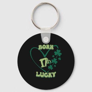 Geboren Gelukkig 17e St. Patrick's Day Verjaardag Sleutelhanger