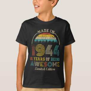 Geboren in 1944 81 jaar Geweldige Vintage 81e b T-shirt