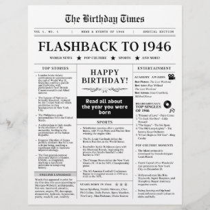 Geboren in 1946 Fun Newspaper zwart en wit